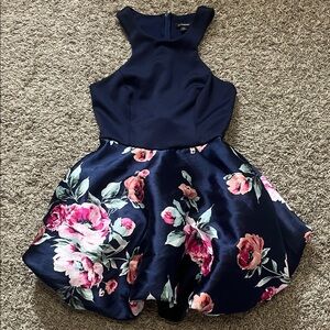 Le Chateau Navy Blue Pink Floral Kids Dress Girls Sleeveless Formal Orange